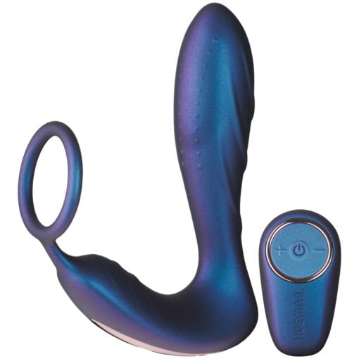 Hueman Black Hole Anal Vibrator med Penis Ring - Mørkeblå